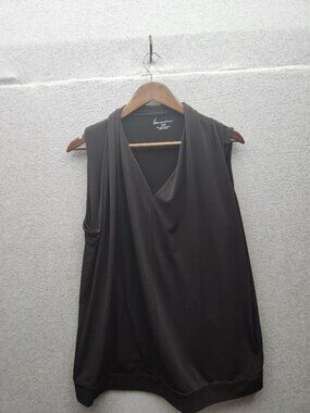 Lane Bryant Black Sleeveless Draped V-Neck Top Size 18/20 Polyester Spandex Blen